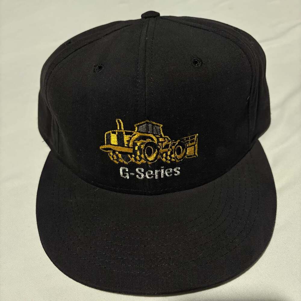 Vtg 80s Caterpillar CAT G-Series Loader Hat Tonkin Leather Strapback Made in USA